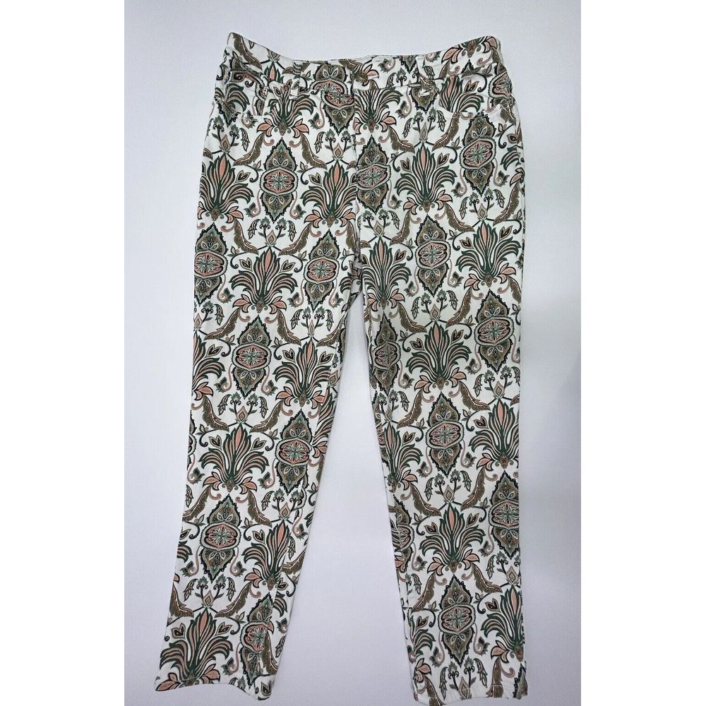 Chico's So Slimming Girlfriend Slim Ankle Pants Women's 12 R Chicos 2 R Damask